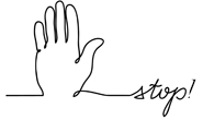Drawing of a hand with the words 'stop!'