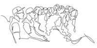 Drawing of people attending a lecture